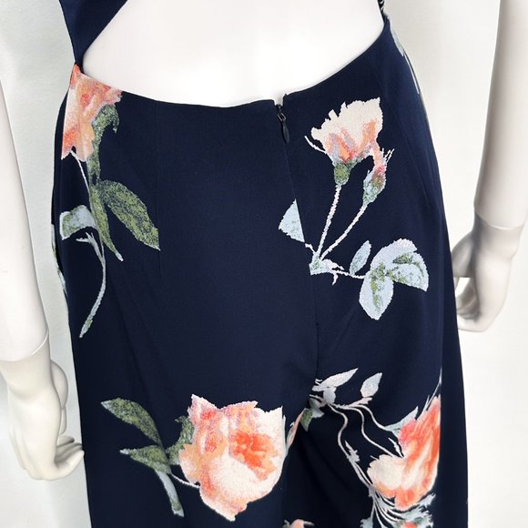 Aritzia Wilfred Ecoulement Floral Jumpsuit Cropped Wide Leg Royal Navy/Rosso - Picture 11 of 14
